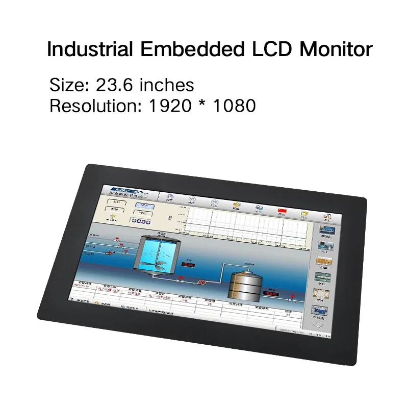 23.6 Inch Monitor HDMI VGA DVI USB LCD Screen Resistive Touch Screen 23” Buckles HD Display Mounting Industrial lcd Computer