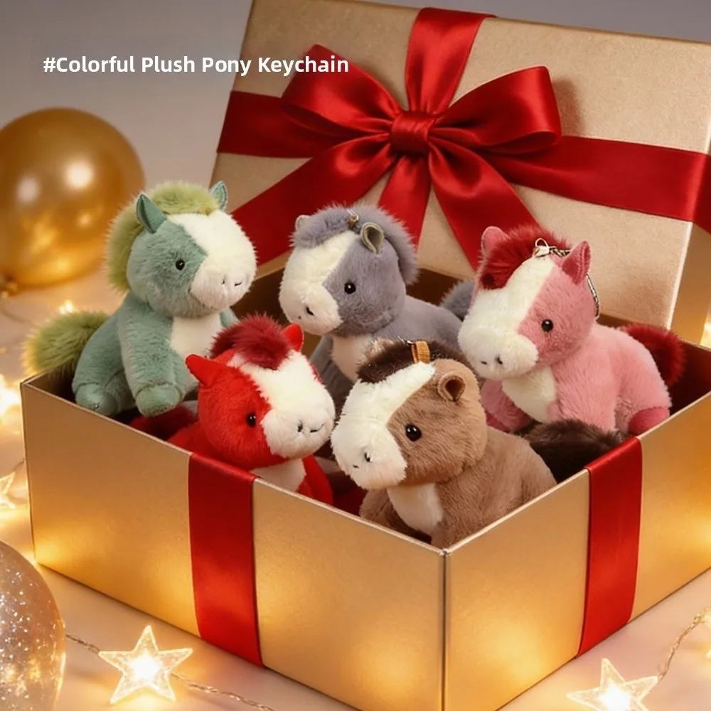 Fashion Fluffy Stuffed Animal Keychain Soft Versatile Plush Pony Bag Charm Cute Lightweight Horse Keyring For Purse Car Keys