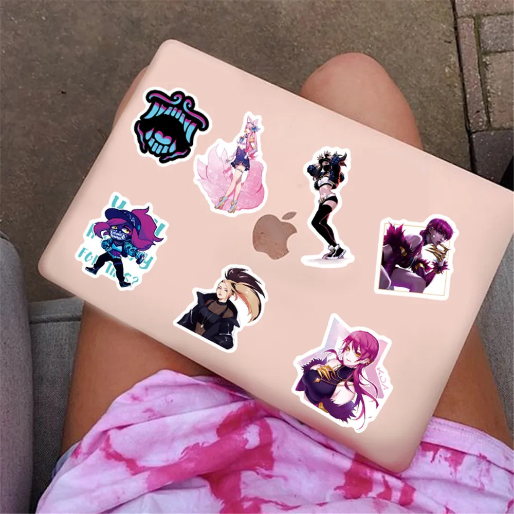 10/50pcs League of Legends Game Women\'s Team KDA Stickers Akali Ahr Evelynn Kaisa Cartoon Stickers for Guitar Skateboard sticker