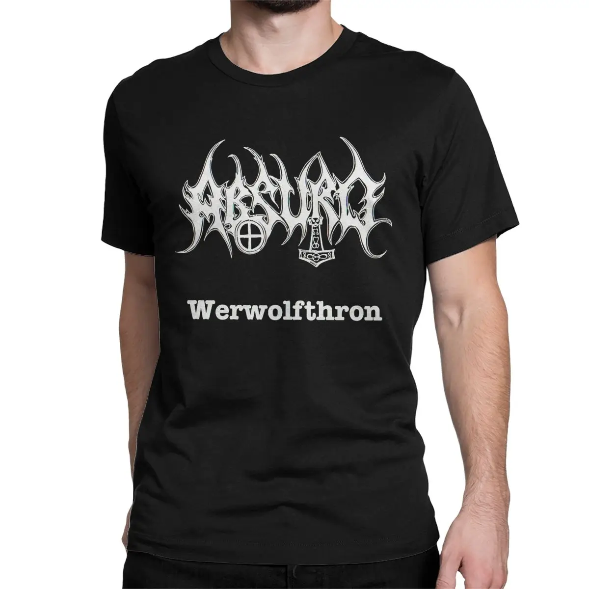 Werwolfthron Black Metal Band T-Shirt for Men Women Absurd Vintage Pure Cotton Tee Shirt Round Neck T Shirts Plus Size Clothes