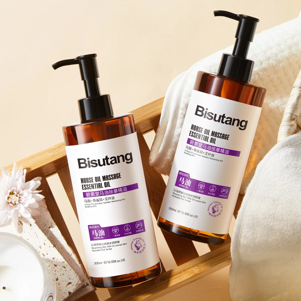 

BisuTang Horse Oil Massage Oil replenishes and moisturizes the skin, helping to maintain health and making it feel soft and smo