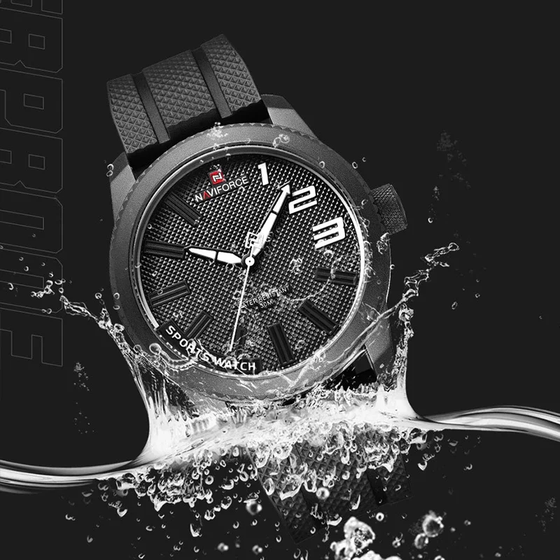 NAVIFORCE Top Men's Wristwatch Luxury Man Sports Watches Waterproof 30M Orange Rubber Military Business Quartz Male Clock Gift