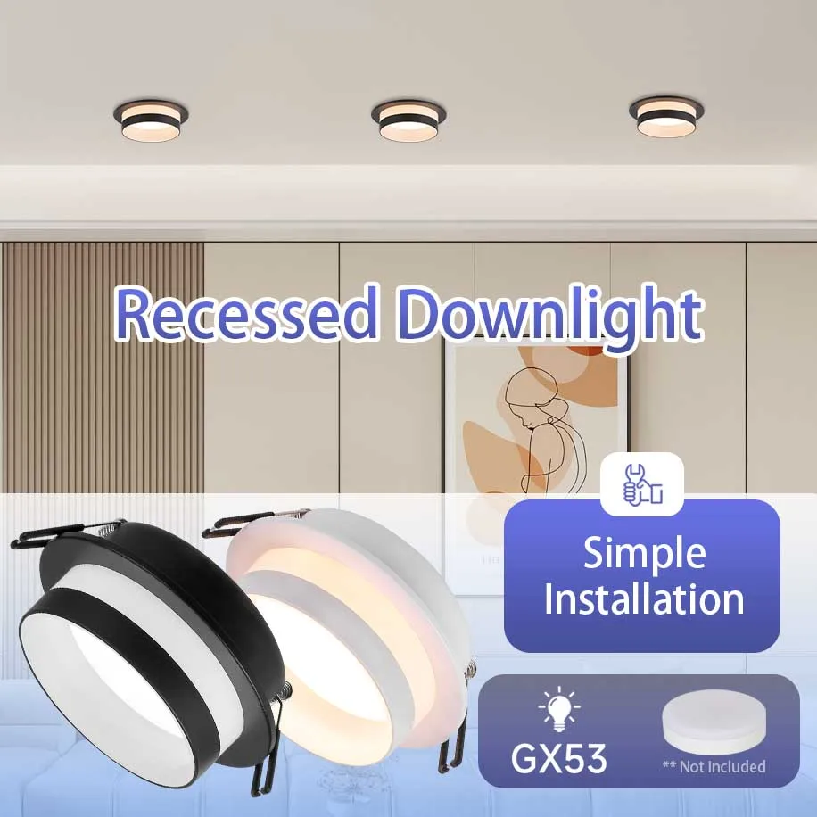 

Recessed GX53 Downlight LED Ceiling Spotlight Tricolored Down Lamps Led Ceiling Spots Lighting For Living Room Corridor Bathroom