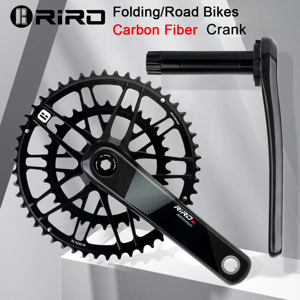 RIRO Carbon Fiber Crank Road Bike 11/12 Speed 50-34/53-39T Direct Mount Bicycle UltraLight Crankset 170mm 46/48/50/52T Chainring