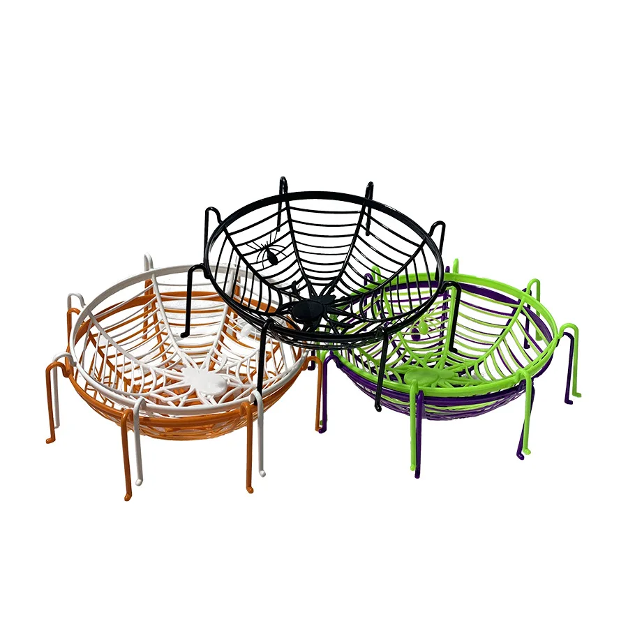 Halloween Spider Web Fruit Plate Drain Basket Festival Atmosphere Cartoon Candy Box Home Decorations Trick Or Treat Supplies