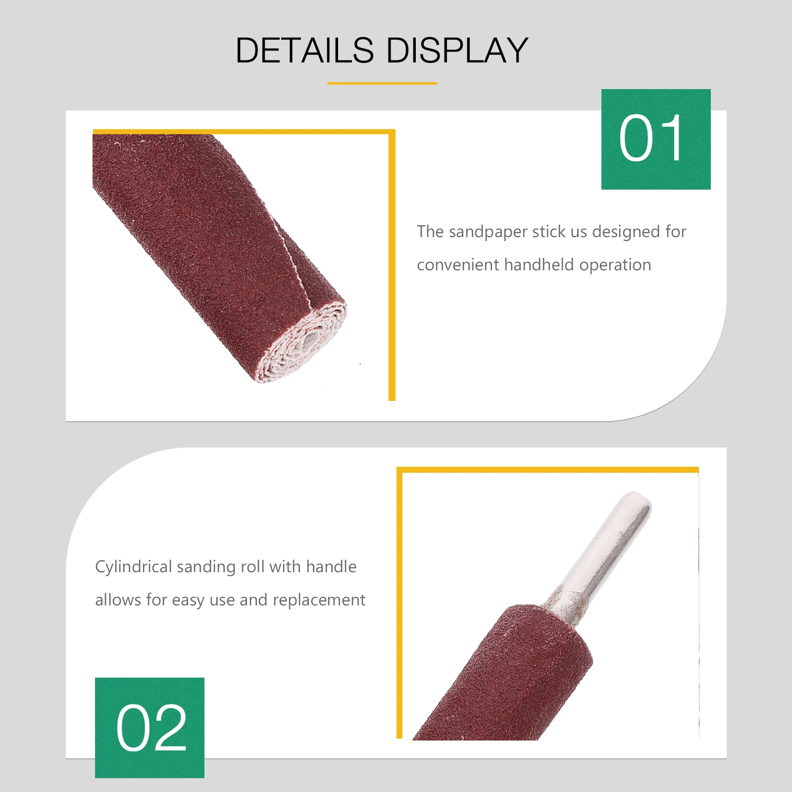 

3pcs Cylinder Sanding Drum Heads 6mm Shank Abrasive Cloth Grinding Polishing Tools 80 240 Grit Sandpaper Sticks for Drill Rotary