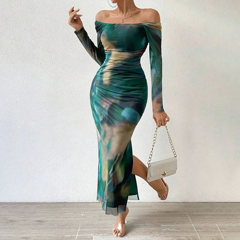 Robes femmes robe retour automne Satin paillettes strass col rond queue Maxi fête d'anniversaire douce-four fille urbain quotidien