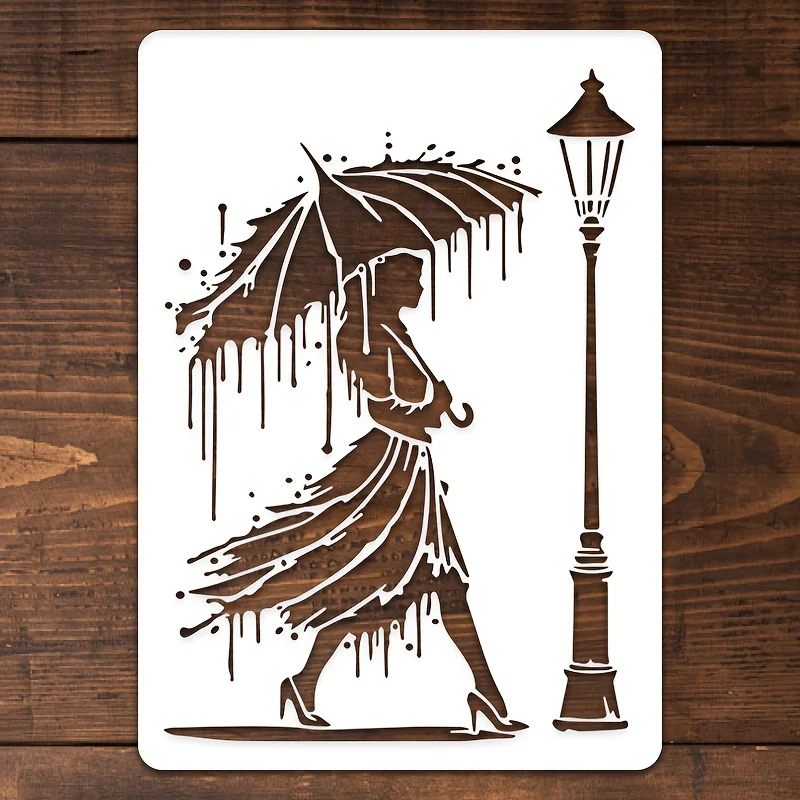 A4 29 *21cm hold an umbrella DIY Stencils Wall Painting Scrapbook Coloring Embossing Album Decorative Paper Card Template,wall