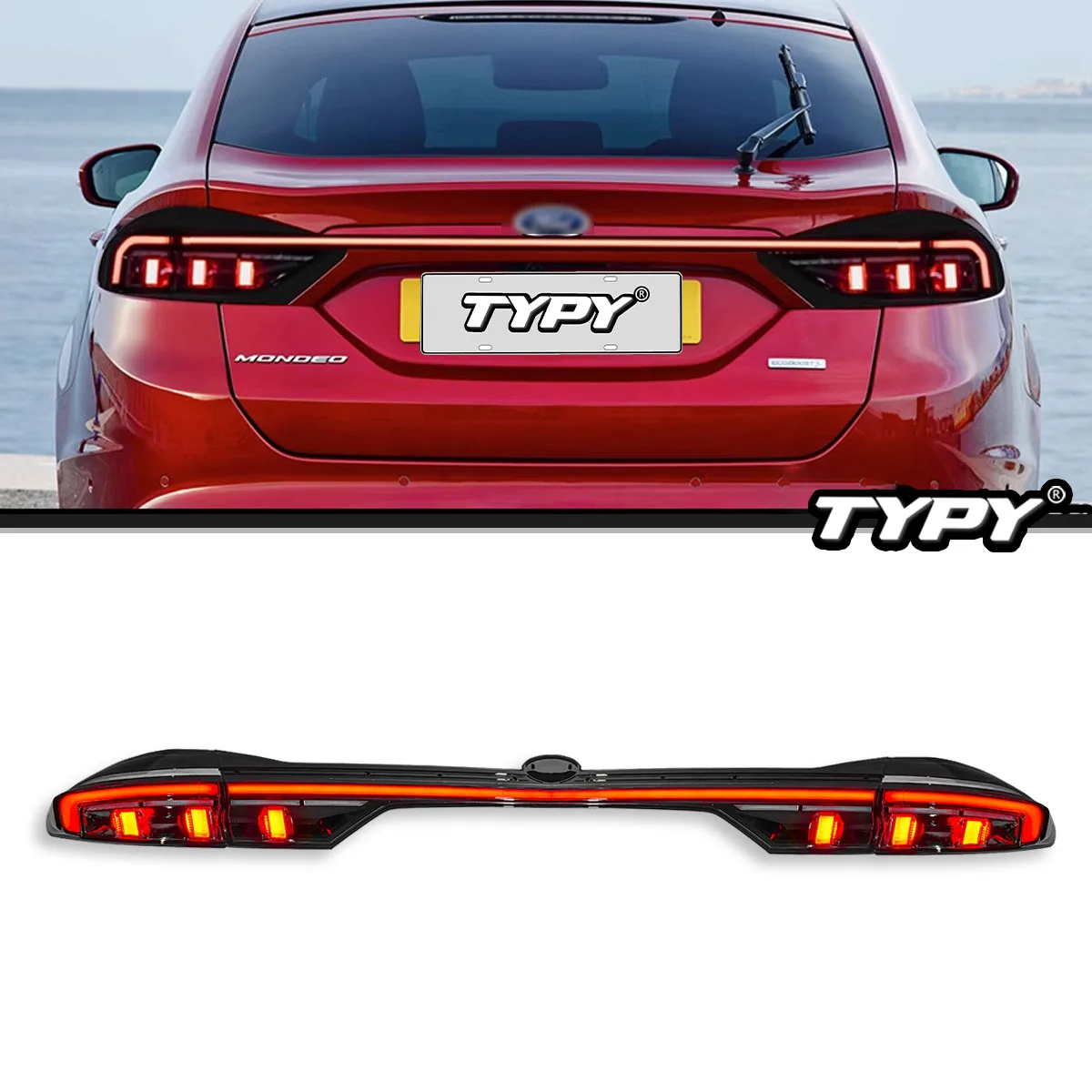 

Автомобильные фары TYPY для Ford Mondeo, задний фонарь 2013-2021, светодиодный сквозной фонарь, стример, указатель поворота, стоп-сигнал, задний фонарь, автомобильные аксессуары