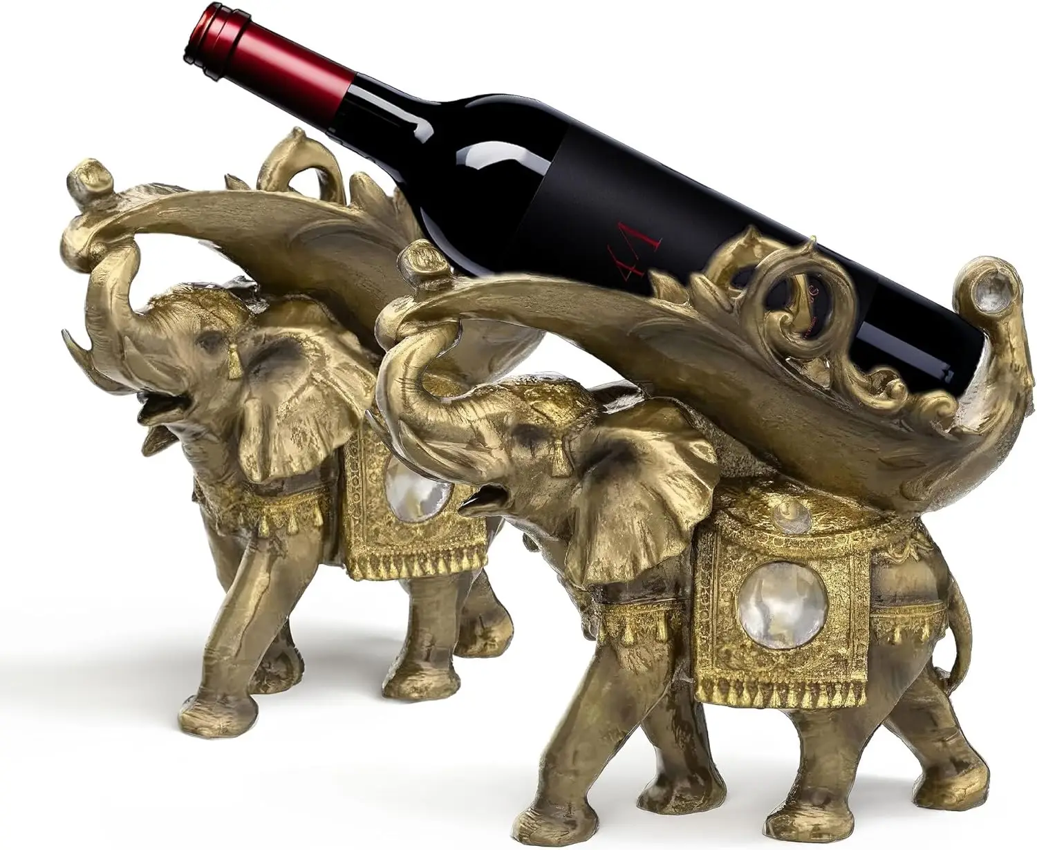 Juego de 2 Porta Botellas de Vino con Forma de Elefante Tailandés, Centro de Mesa Decorativo para el Hogar, Regalo Único para Amantes del Vino