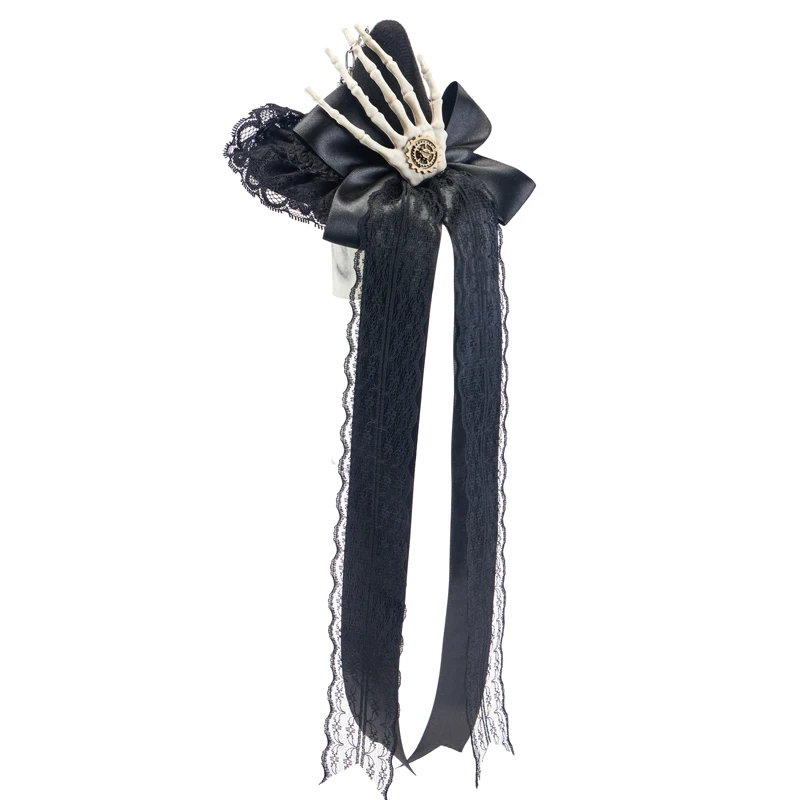 

Стимпанк Лолита с бантом и скелетом, мини-цилиндр, маленькие шляпы ведьмы на Хэллоуин с лентой, головные уборы