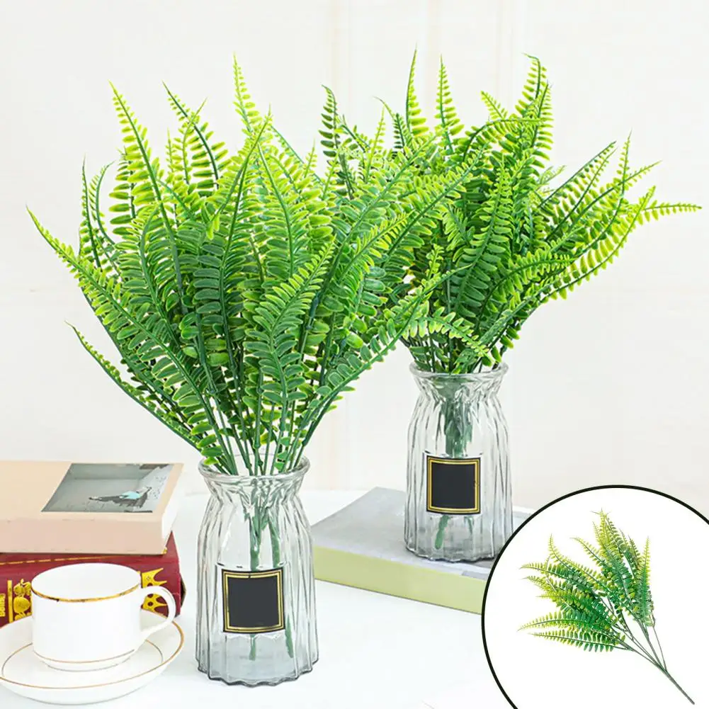 Artificial Fern Shrub Plant 7 Fork Plastic Fern Shrub Non fading Faux Fern Shrub Lifelike Fern Shrub