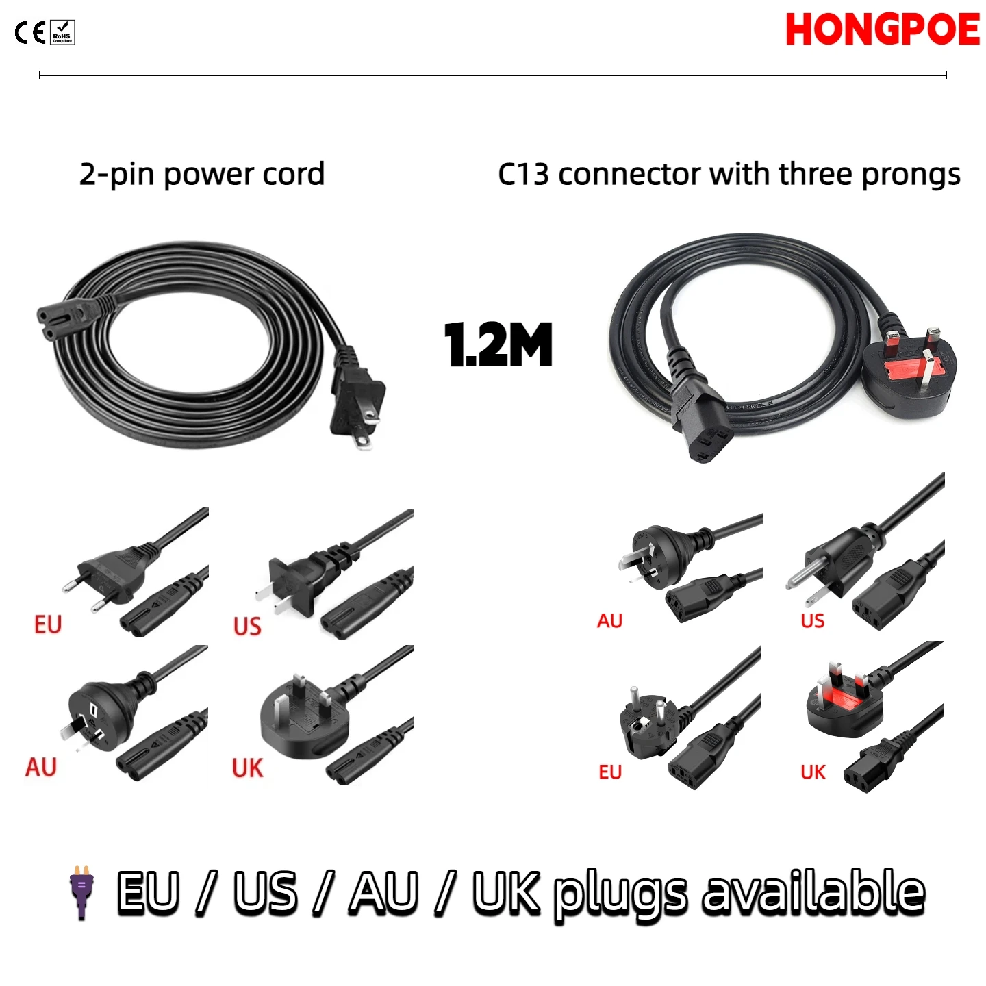 1.2M Power Cord, Fi…
