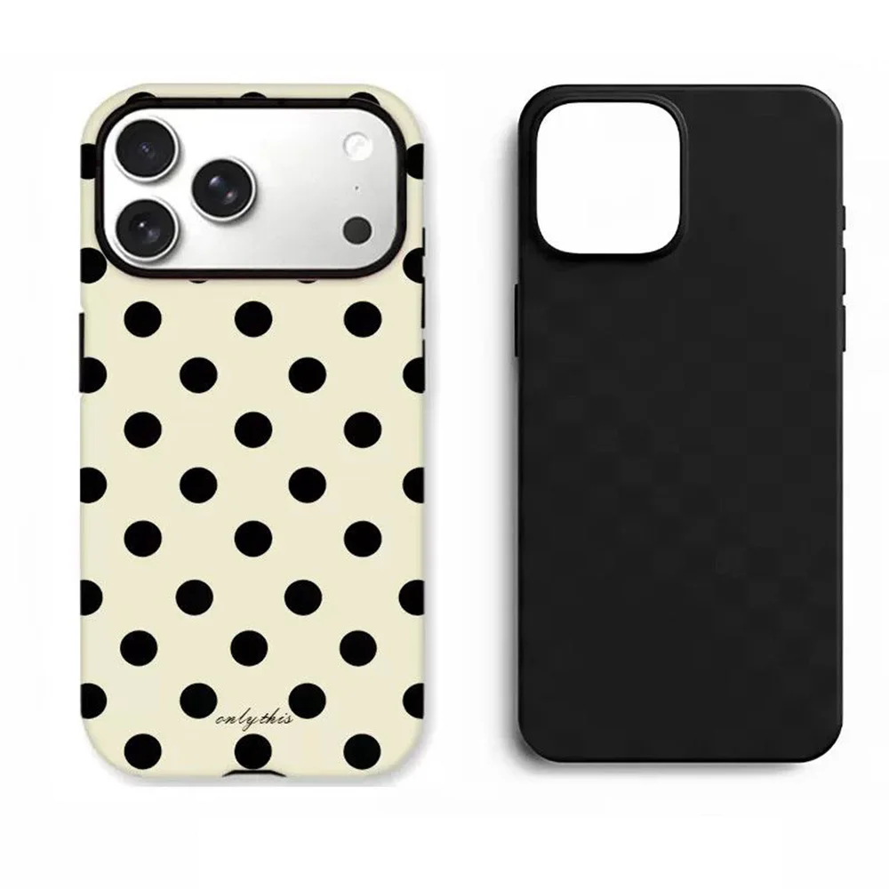 Modne i urocze etui na telefon w kropki do iPhone'a 17 16 15 14 13 12 11 X XS XR XSMAX Air Pro Max Plus, luksusowe, dwuwarstwowe. — zdjęcie produktu 5