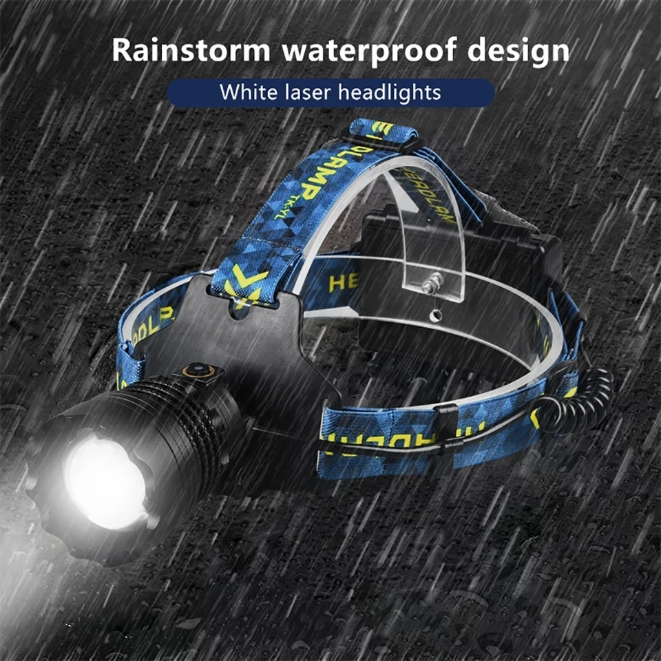 1800000 Linterna frontal LM de 800W, linterna frontal de largo alcance de 3000M, linterna frontal recargable tipo c, resistente al agua, para acampar al aire libre