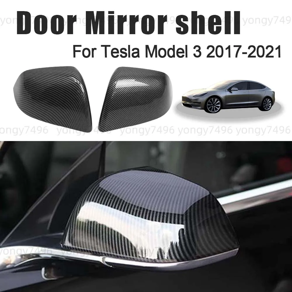 

Protective Cover Baked Enamel White Carbon Fiber Cool Light Silver Door Mirror Shell For Tesla Model 3 2017 2018 2019 2020 2021