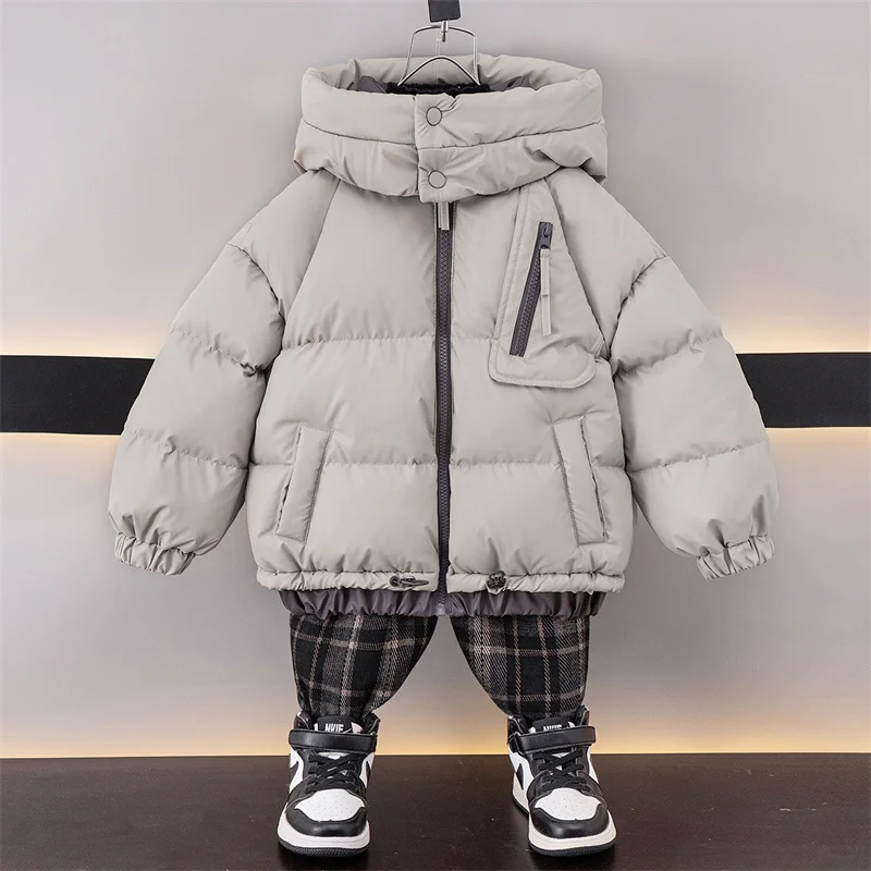 

Boys Hooded Down Jackets Children Thicken Winter Warm Coats New Teenager Windproof Casual Outerwear Kids Fashion Clothing 4-14Y