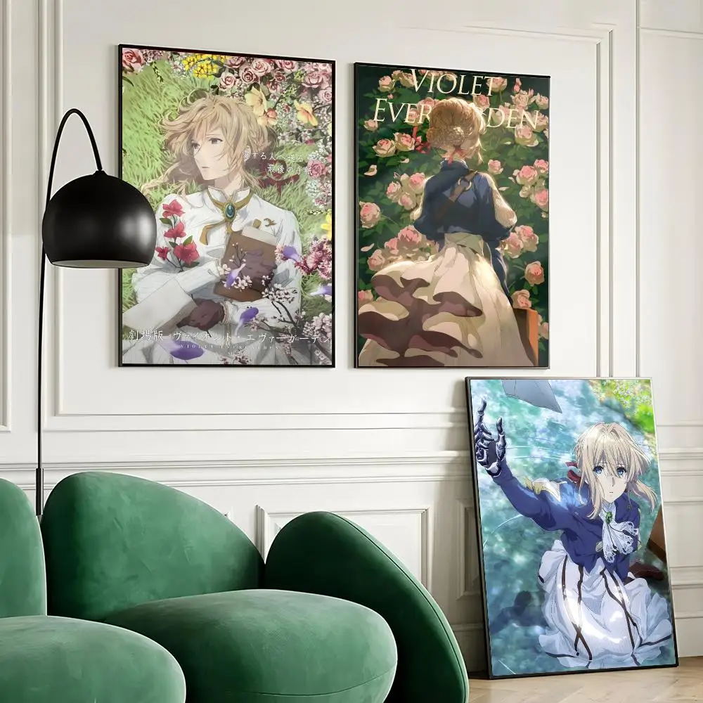 V-Violet Evergarden Anime Poster Decorative Wall Art Stickers Mural Photo Print for Home Living Room Hallway Decor