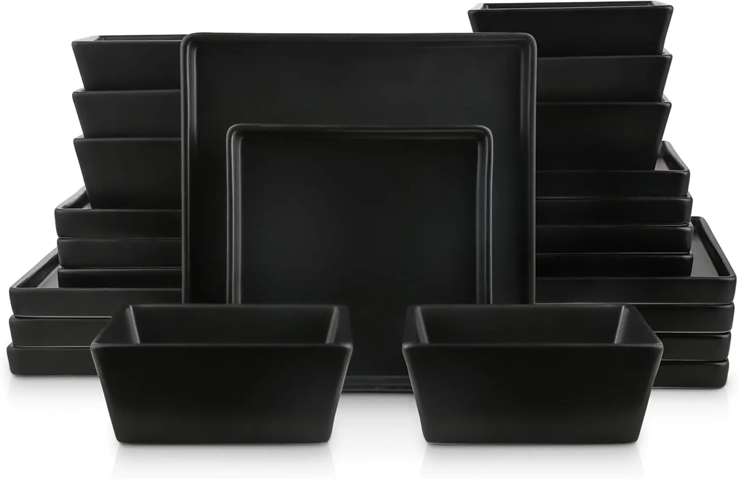 Stoneware Square Dinnerware Set, Black Matte