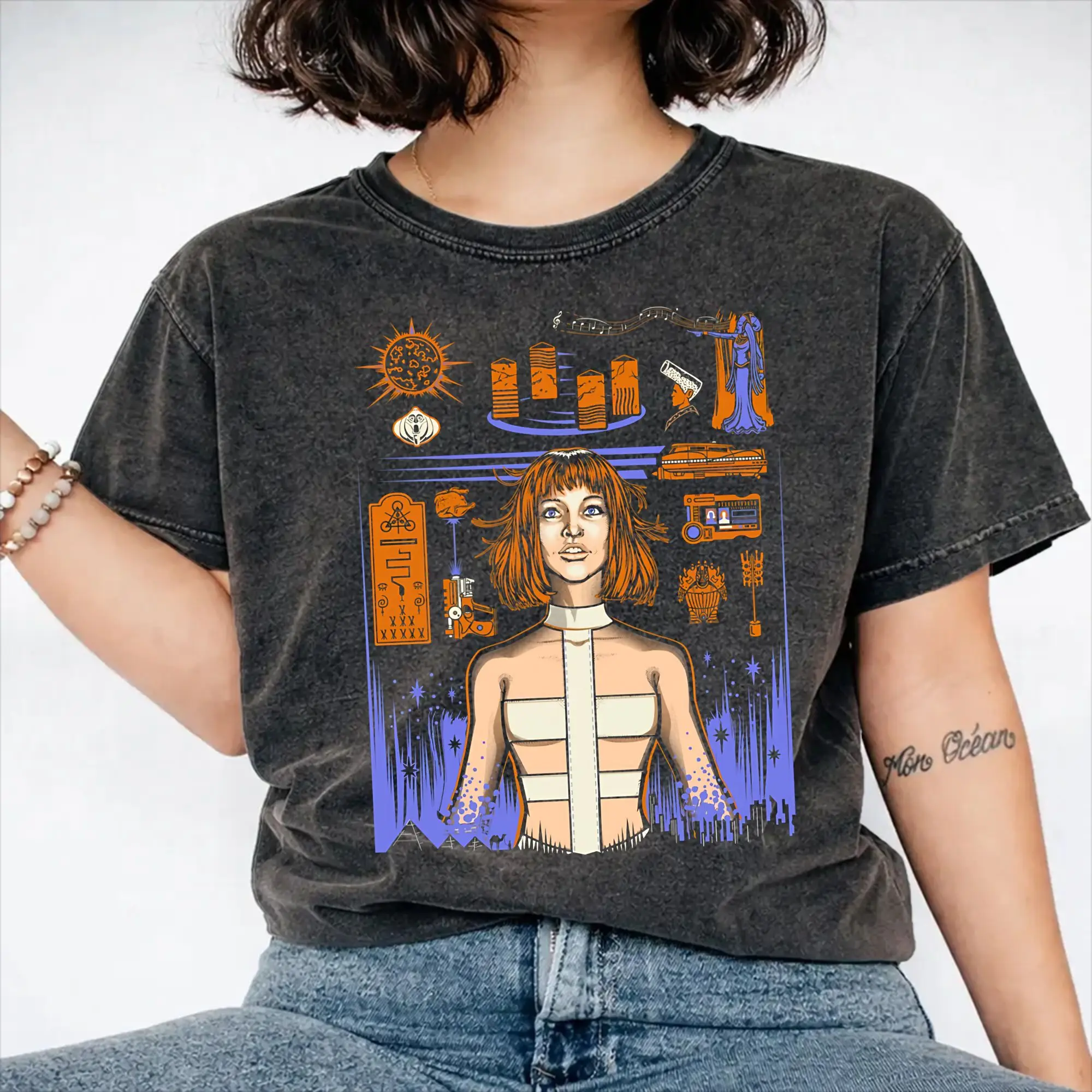 The Fifth Element T Shirt Hip Hop Washed Short Sleeve Harajuku T-Shirt  Vintage Men Women Streetwear Summer Tops Tees