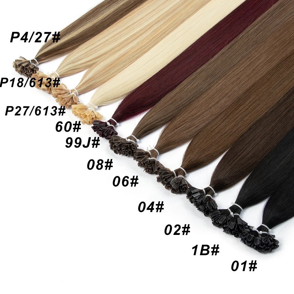 フュージョン K チップヘアストレート 12-20 インチケラチンチップ人毛カプセル 50 ピース/パック 30 グラムホット事前結合髪女性のための