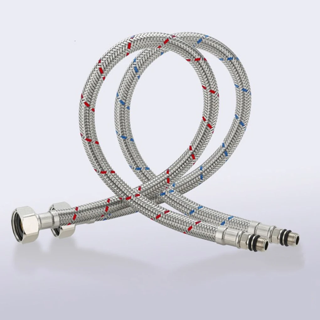 Water Line Stainless Steel Braided G1/4 Hot Cold Water Supply Faucet Connector Hoses with Red and Blue Stripes