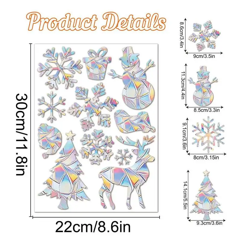 SuncatcherChristmas Snowflake Window Sticker Xmas Tree Snowman Laser Rainbow Wall Decal 2024 New Year Kids Room Home Decoration