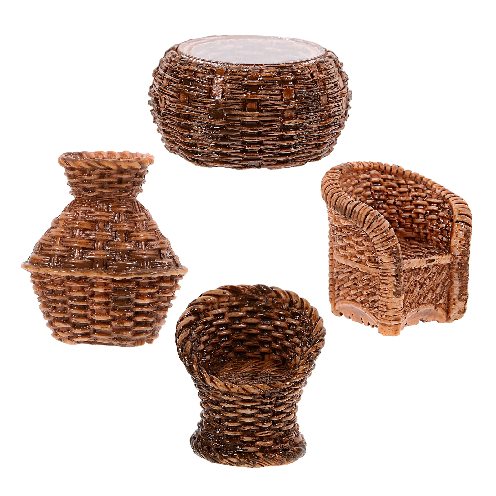 Mini Table and Chair Model Furniture Miniature Resin Dollhouse Supplies Decor Toy