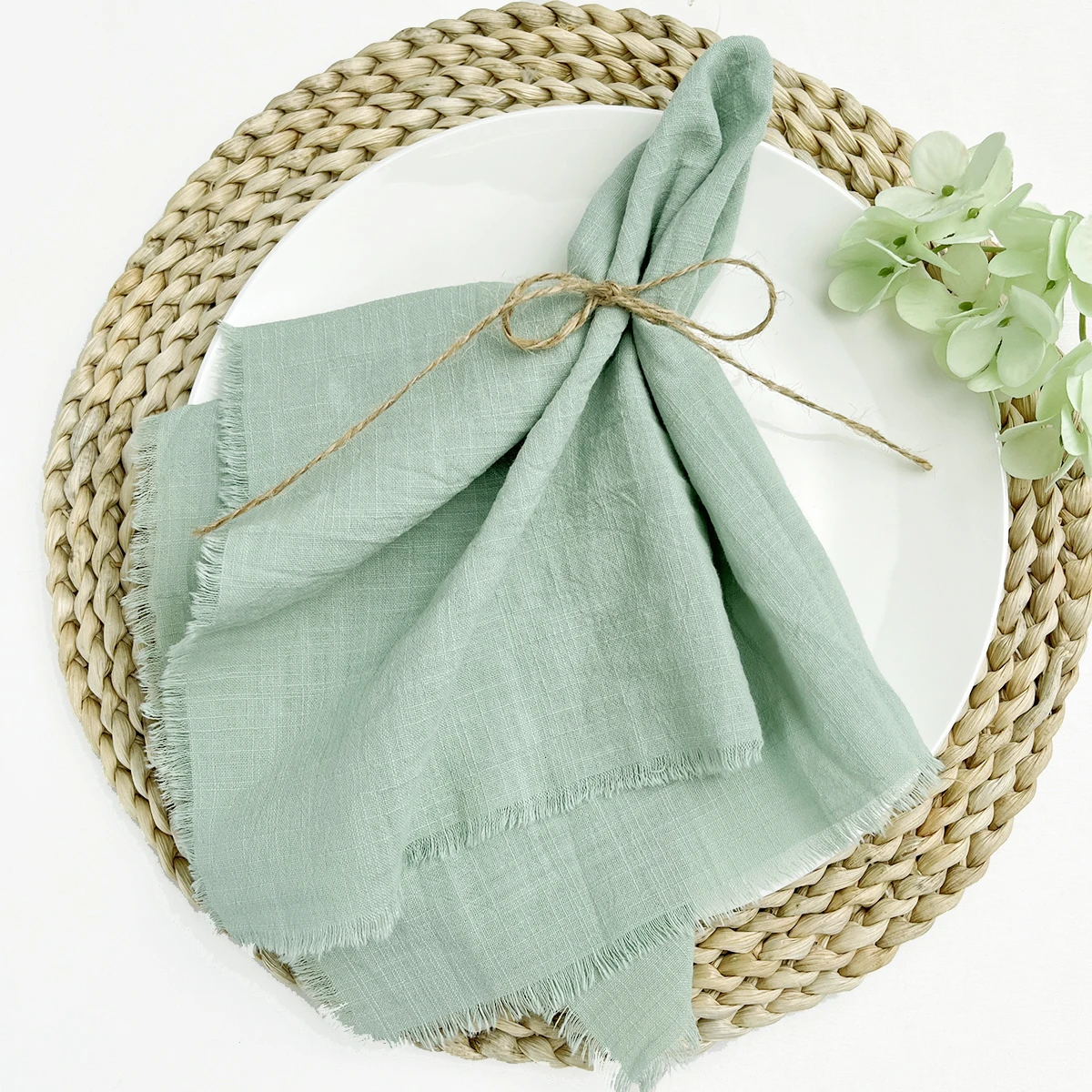 10pcs Sage Green Cloth Napkins Factory Wholesale Serving Cotton Napkins Serviette Gauze Towels Wedding Party Table Decoration