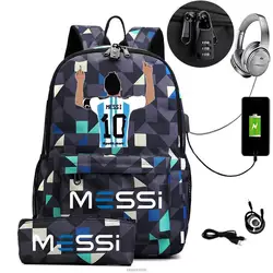 Messi-Mochila escolar Oxford para estudiantes, bolsa para portátil de 16 pulgadas, informal, de viaje