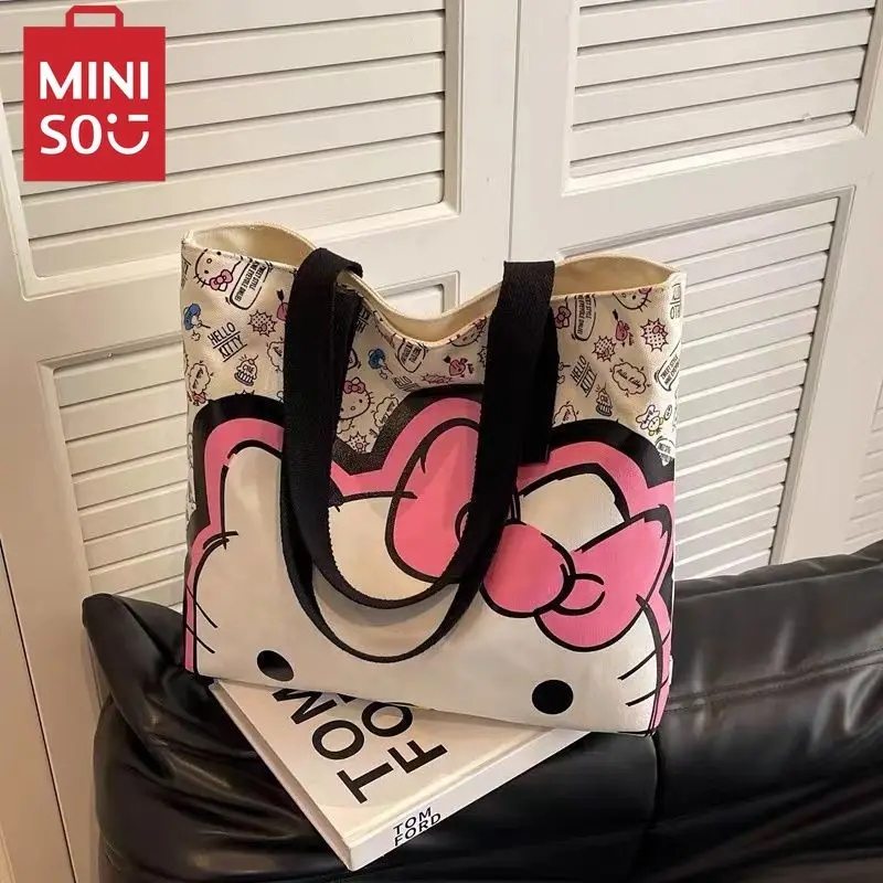 

Sanrio new Double-sided printing hellokitty cute canvas bag female cartoon fashion shoulder bag commuter handbag