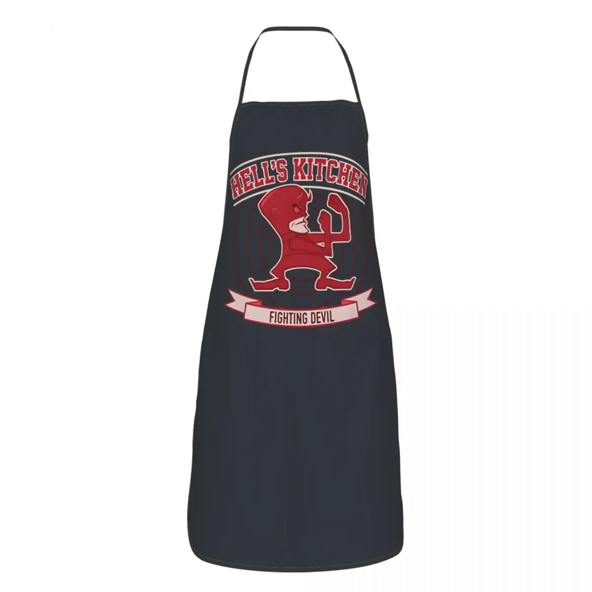 Unisex Fashion Fighting Devil Apron Adult Women Men Tablier Cuisine for Cooking Kitchen Hell's Kitchen Kitchen Baking