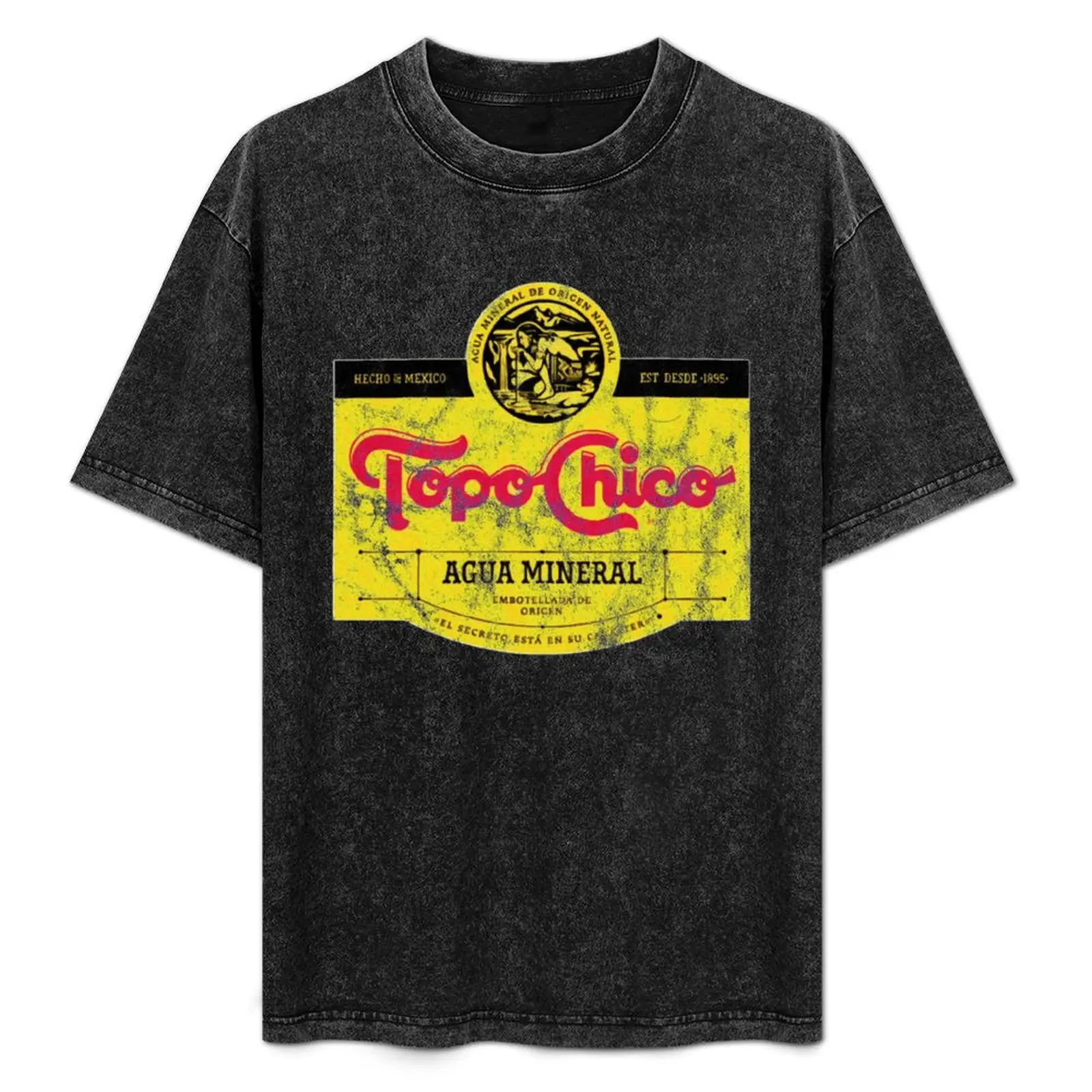 Camiseta Topo Chico agua mineral con logo desgastado y lavado (agua mineral con gas) de algodón suave, informal, de manga corta