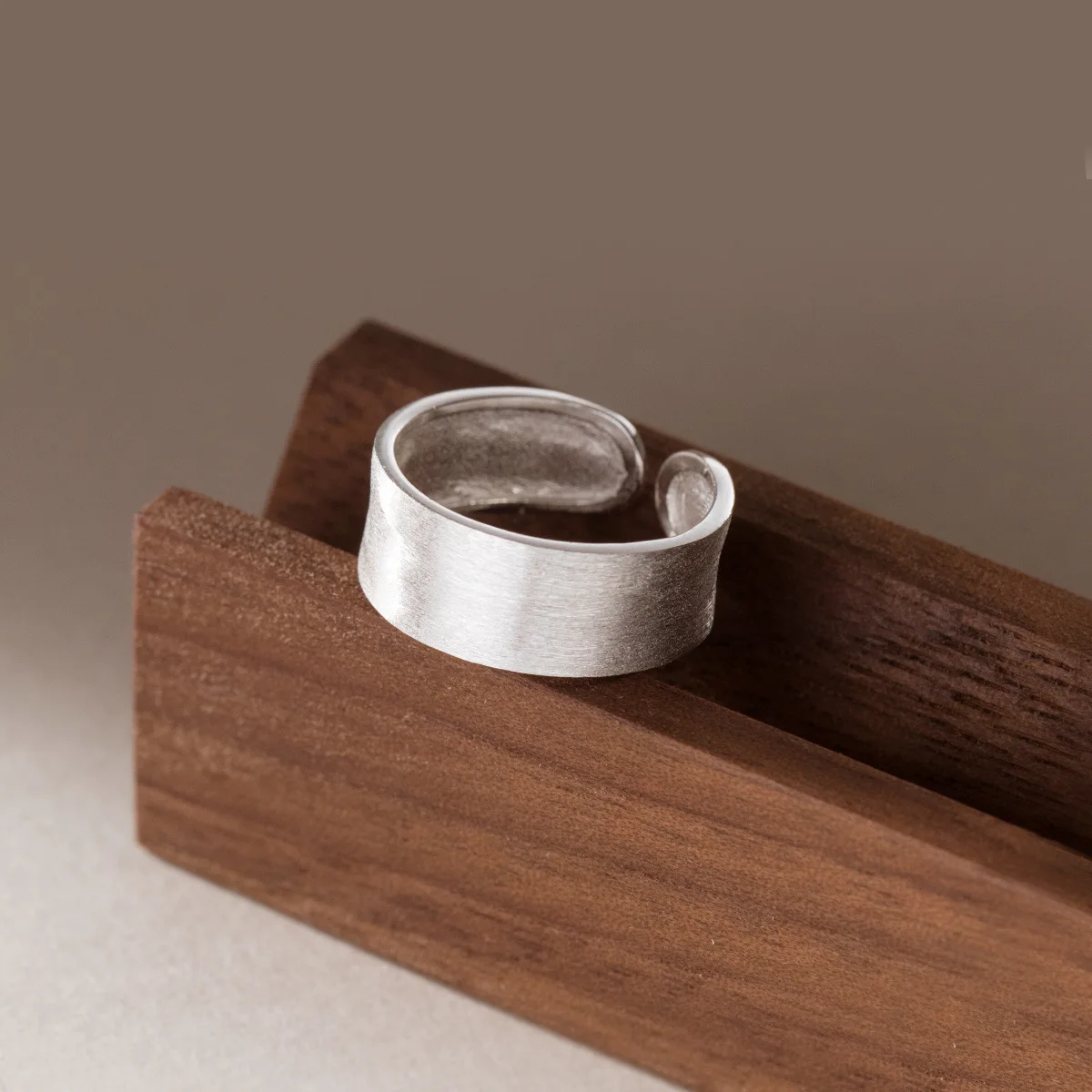 100% 925 Sterling Silver Geometric Open Ring for Women Girl Simple Wide Frosted Smooth Design Jewelry Party Gift Dropshipping