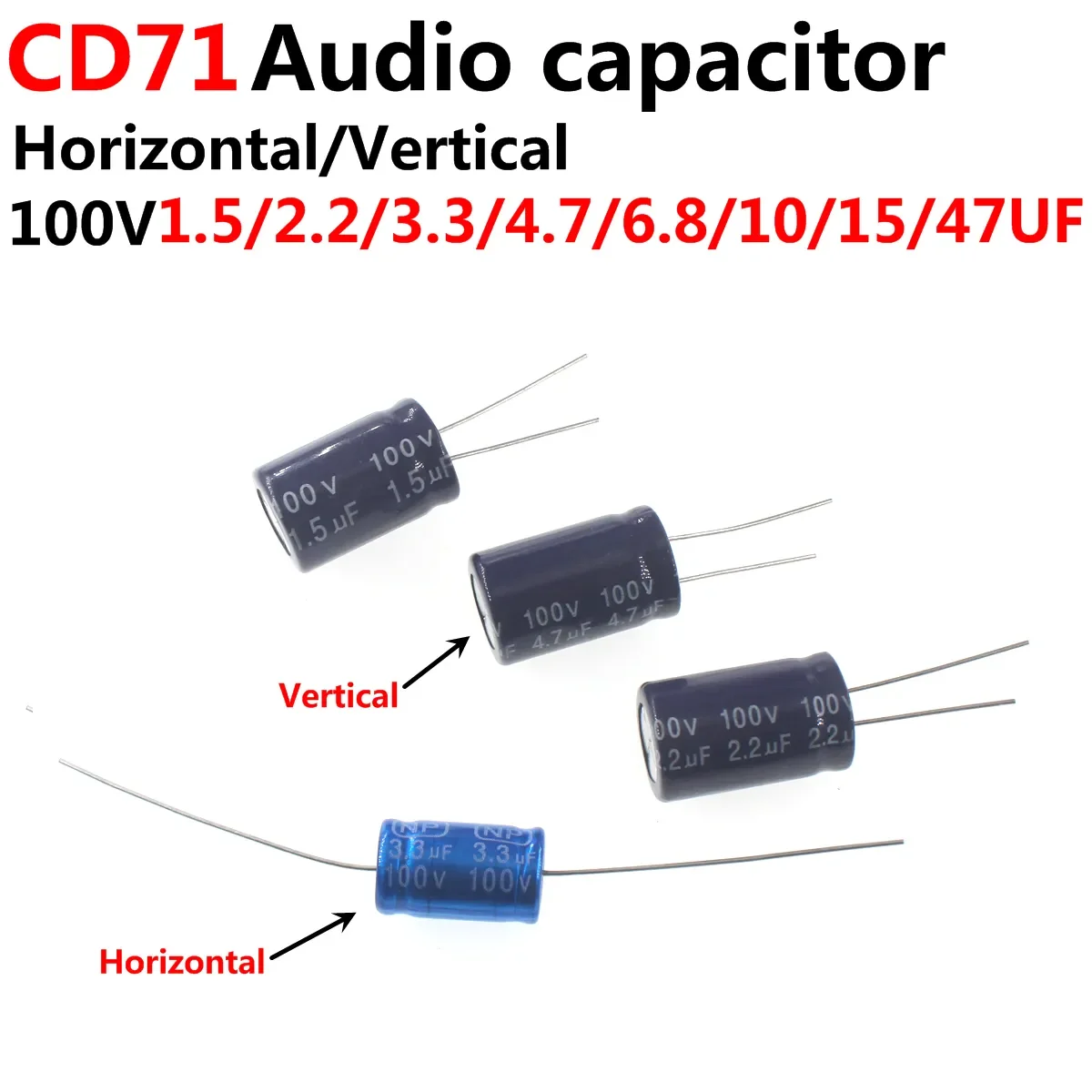 

50pcs 1.5uF-220uF 100V Non-Polarity Electrolytic Capacitor For Audio Speaker Frequency Divider Crossover Accessories