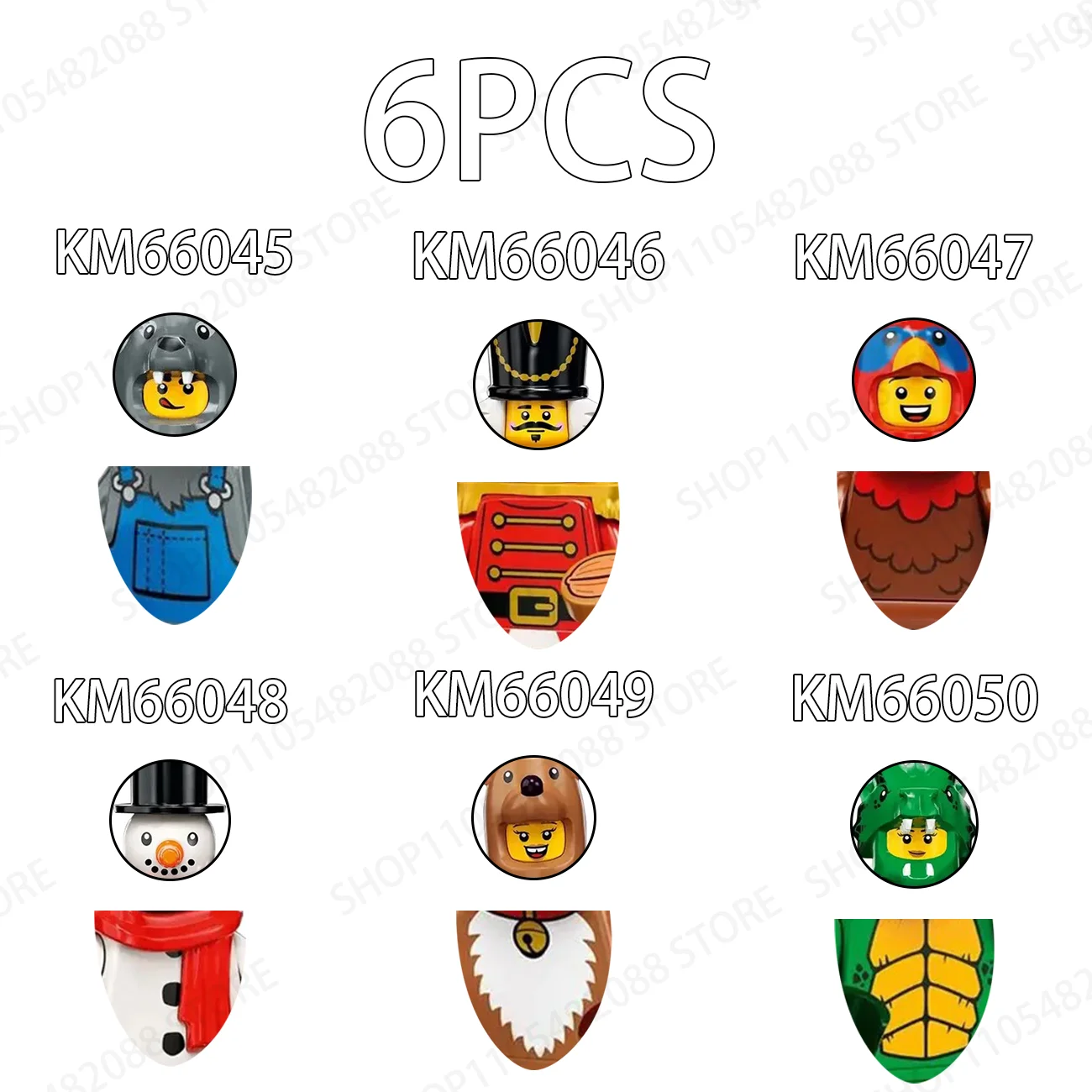 Animal Werewolf Snowman Nutcracker Green Dragon Man Anime Bricks Model Mini Action Figures Assembly Building Block Toys Gifts