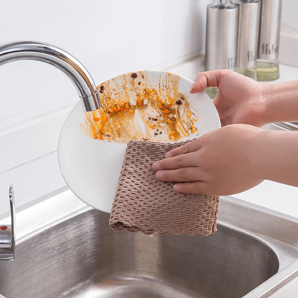 

6pcs Dishcloth Oil Cleaning Cloth For Towel For Cleaning Cookware Glass Furniture Washing Towel Grey