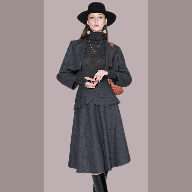 High end fashion and temperament set, women's new wool woolen professional suit dress