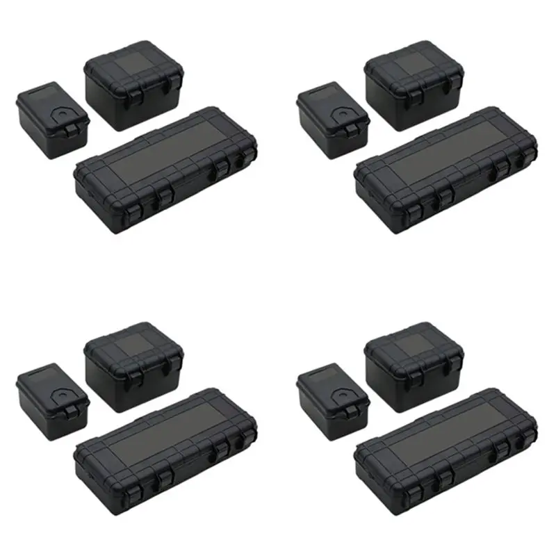 

WOTT-12Pcs Plastic Rc Storage Box Decoration Tool For Traxxas Trx4 Axial Scx10 90046 D90 1/10 Rc Crawler Accessories Black