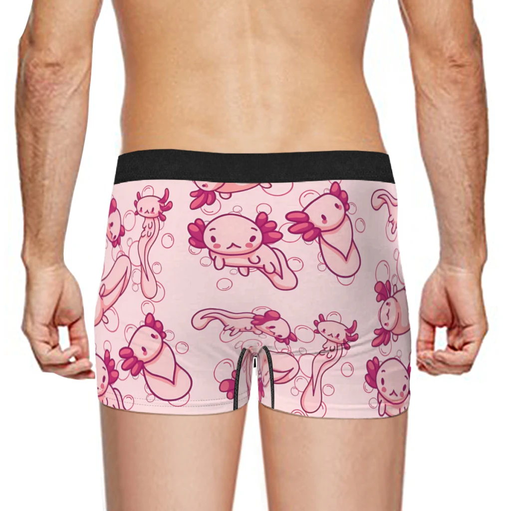 Kawaii Babies Cute Pink PatternAxolotl Underpants Breathbale Panties Male Underwear Comfortable Shorts Boxer