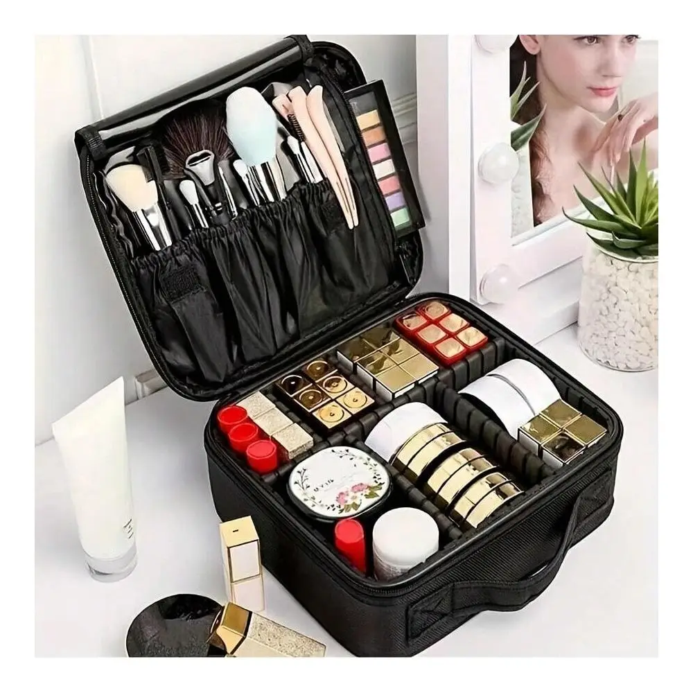 

Косметичка из ткани Оксфорд с принтом красных губ и съемными разделителями, портативный органайзер для косметики, многофункциональный, водонепроницаемый.