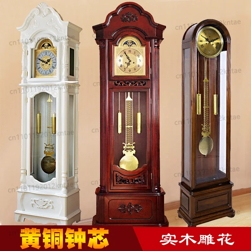 Movement Floor Clock Living Room Big Clock Solid Wood Chinese Retro Desk Clock Vertical Atmospheric Mechanical