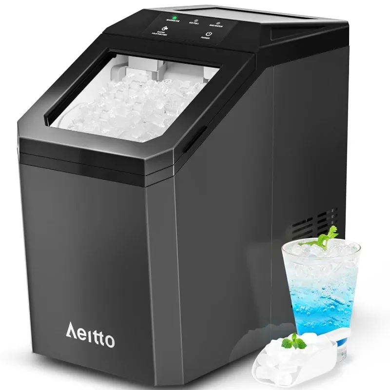 Aeitto Nugget Ice Maker Countertop, 55lbs/Day, Rapid Ice Release in 5 Mins, Large Capacity Chewable Ice Maker, Self-Cleaning