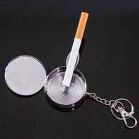 1PC Random Style Ashtray with Lid Mini Portable Ashtray Stainless Steel Keychain Suitable for Carrying Around Use in Car