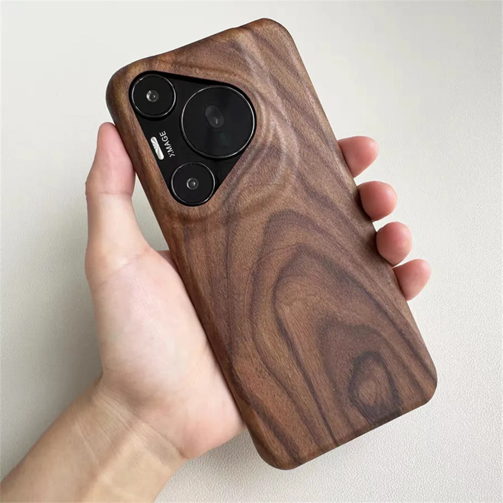 Natura Full Wood Phone Case For Huawei Pura 70 Ultra Pura 70 Pro Plus Walnut Wooden Coque Luxury Bamboo Wood Phone Hard Cover