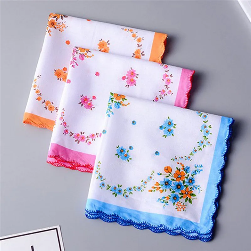 3 Stück 28x28cm Vintage Baumwoll-Taschentücher für Damen mit Stickerei von Schmetterlingen und Blumen, sortierte Stofftaschentücher für Damen. – Detail 1