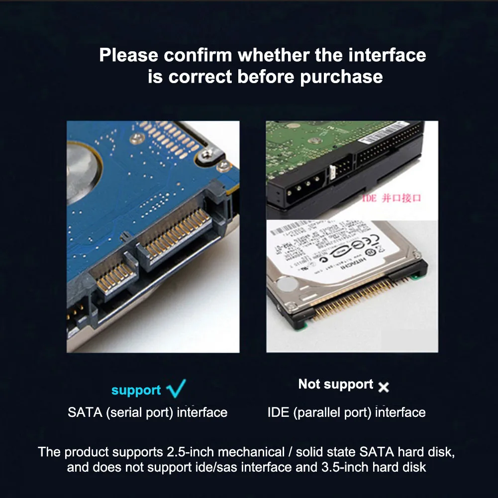 SATA To USB 3.0/2.0-C Cable Up To 6Gbps For 2.5 Inch External HDD SSD Hard Drive SATA 3 22 Pin Adapter USB 3.0 To Sata III Cord