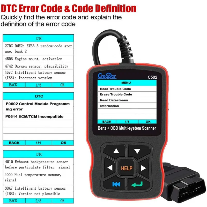 

Профессиональный OBD2 сканер C502 диагностический инструмент считыватель кодов неисправностей для Mercedes Benz