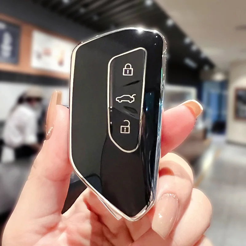 3Button Remote Key Case Soft TPU Car Key Case Full Protection Key Case Cover for VW Volkswagen/Golf 8 MK8 ID.3 ID.4 /Cupra/Skoda