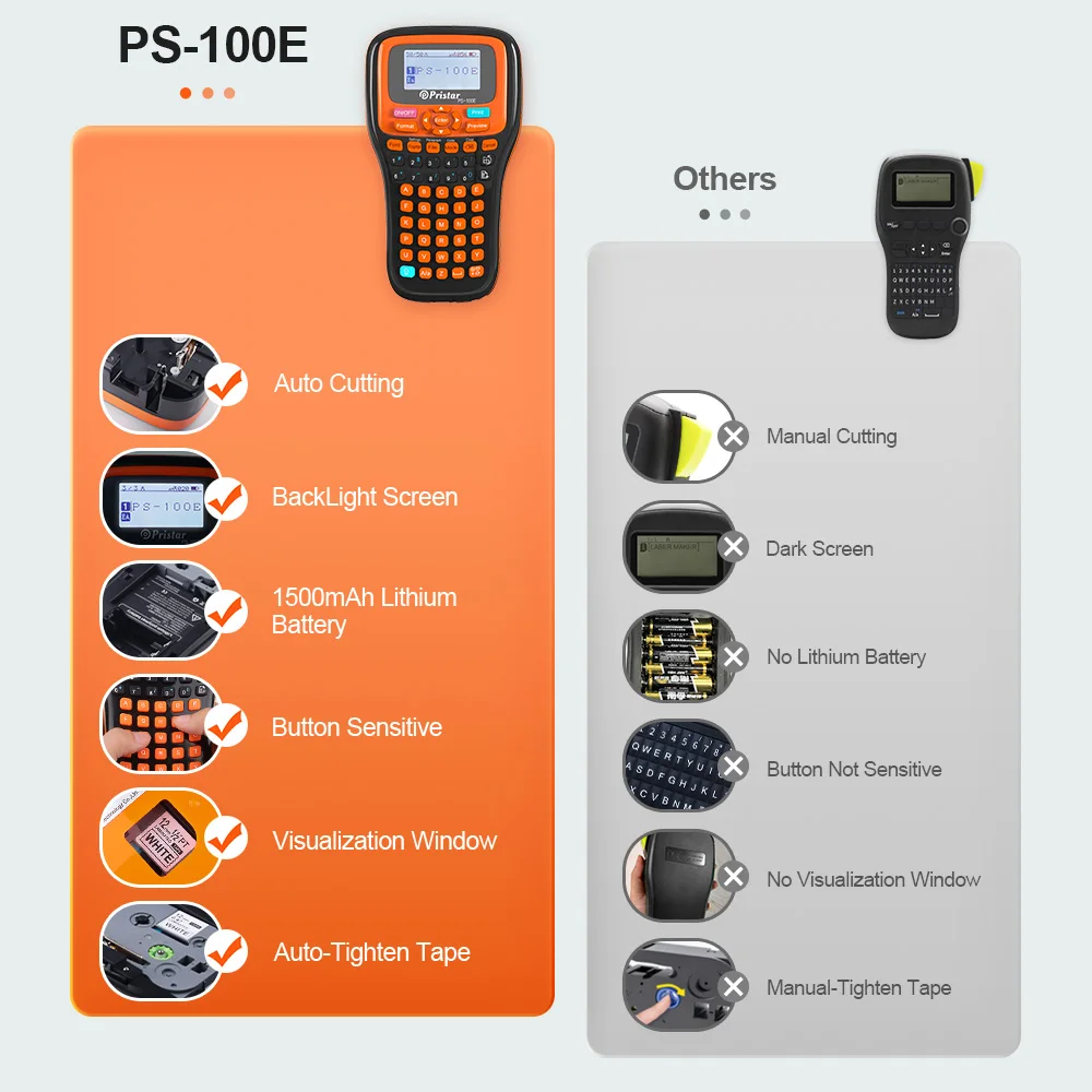 Portable Label Maker PS100E with PS100E Label Printer Case 3PK tze231 Label Tape Fx231 Replace for Brother P-Touch Label Machine